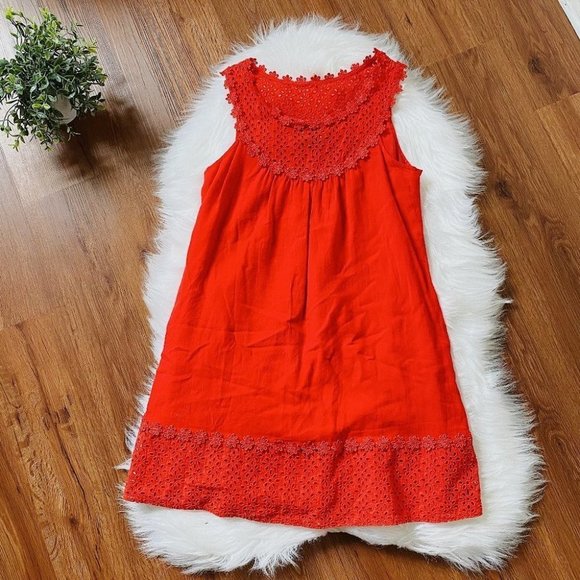 Forever Y2K Red Mini Shift Dress Floral Eyelet Lace Small - Picture 1 of 8